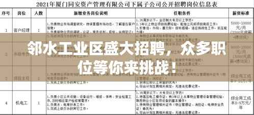 邻水工业区盛大招聘,众多职位等你来挑战!