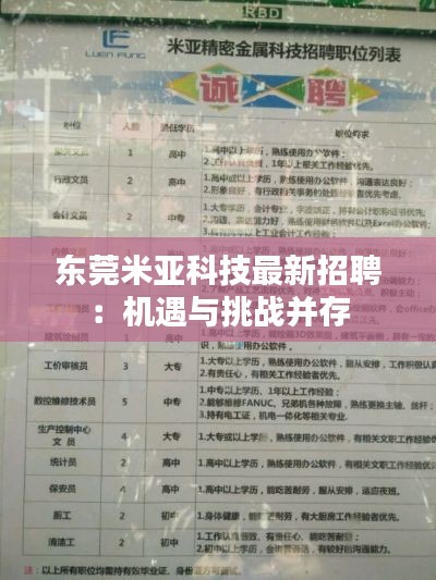 东莞米亚科技最新招聘:机遇与挑战并存