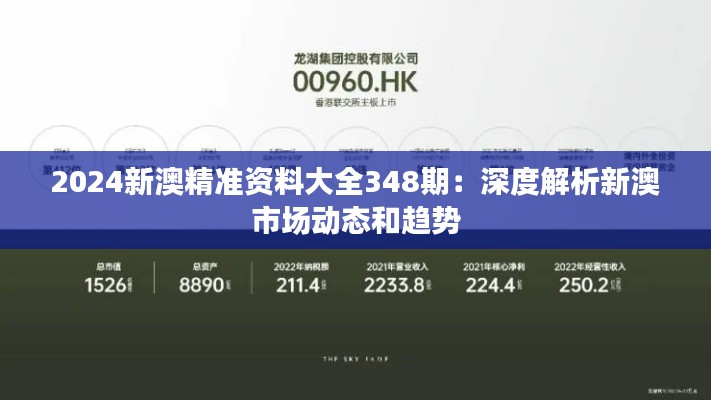 2024新澳精准资料大全348期:深度解析新澳市场动态和趋势