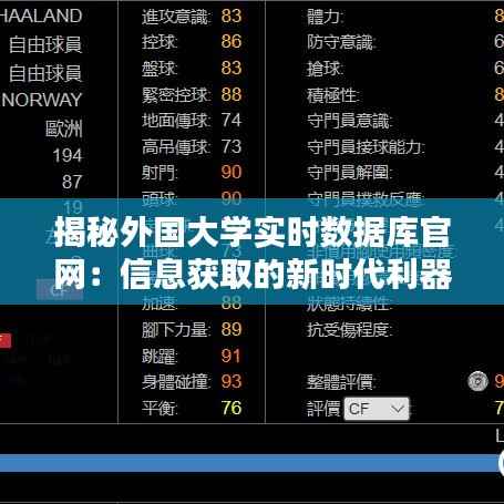 揭秘外国大学实时数据库官网:信息获取的新时代利器