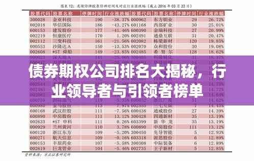 债券期权公司排名大揭秘,行业领导者与引领者榜单