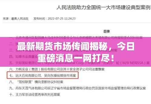 最新期货市场传闻揭秘,今日重磅消息一网打尽!